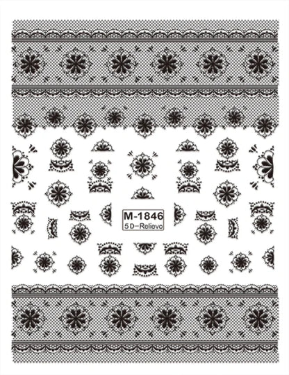 5D Nail Art Stickers Love Hearts Stars French Nail Art Design