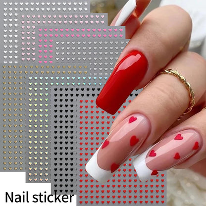 8Colors/Set 3D Love-Heart Nails Stickers Mini Sweet Hearts