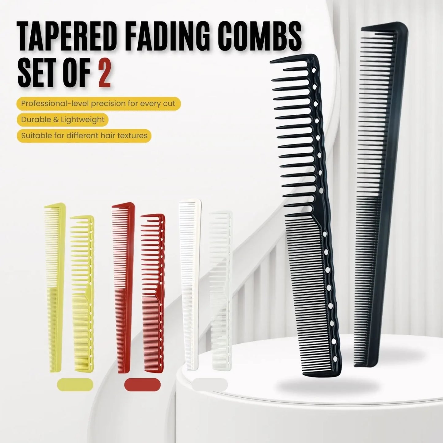 2pcs Set Professional Barbershop Hairdressing Dense Teeth Comb