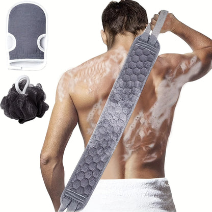 Exfoliating Body Scrubber Set - Includes Back Scrubber, Bath Glove And
