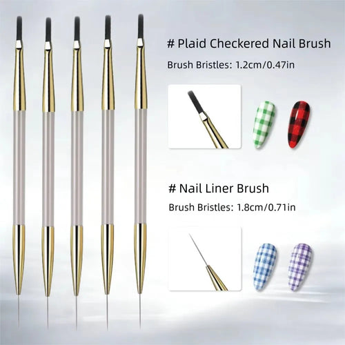 1/2PCS French Plaid Nail Art Brushes Set - Line Grid Pattern Drawing
