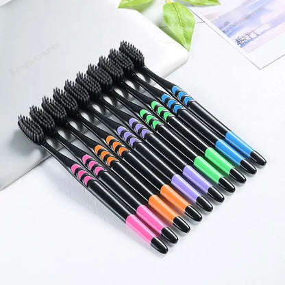 10 Pcs Family pack toothbrush, Bamboo Charcoal Soft Bristles
