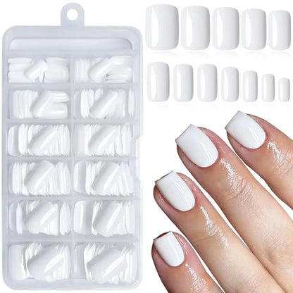 120pcs -box Almond  White French Fake nails for Stylish Women & Girls,