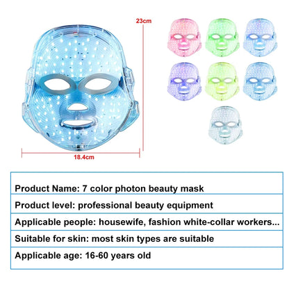 7 Colors LED Facial Mask Photon Therapy Face Skin Care Mask Anti Acne