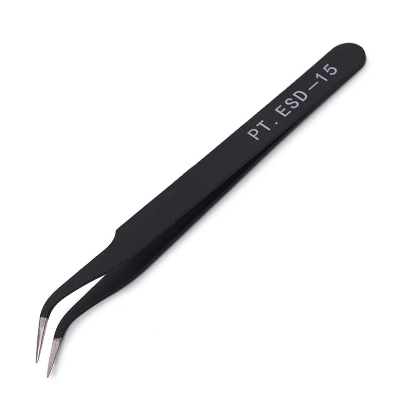 Anit-Static Tweezers, Precision Black DIY Tweezers for Nail Art and