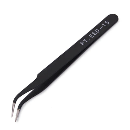 Anit-Static Tweezers, Precision Black DIY Tweezers for Nail Art and