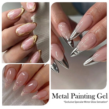 Metallic Painting Gel Chrome Gold Silver Rose Gold Mirror Effect Nail