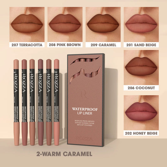 Rozza Waterproof Lip Liner Pencil Set, Weightless Precise Liner with