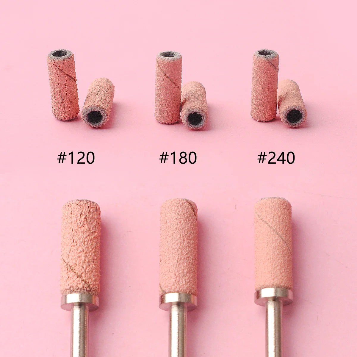 80pcs/box Pink 3.1mm Mini Sanding Bands Kits Nail Drill Bits Mandrel