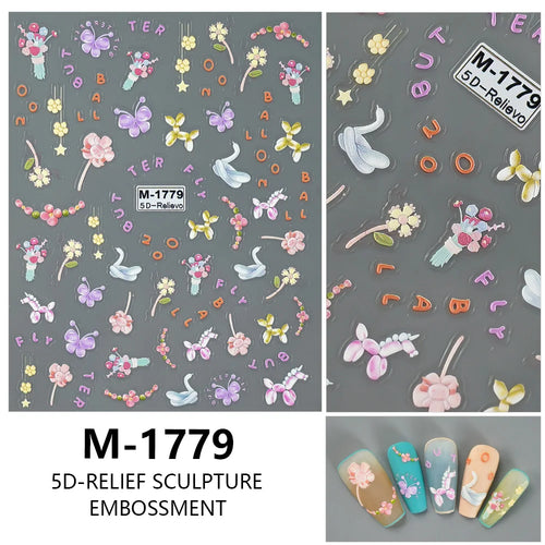 5D Nail Art Stickers Love Hearts Stars French Nail Art Design