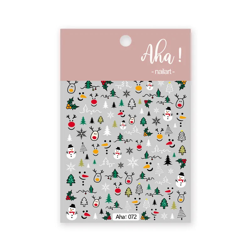 Winter Christmas Atmosphere Nail Stickers Snowman Snowflake Wapiti
