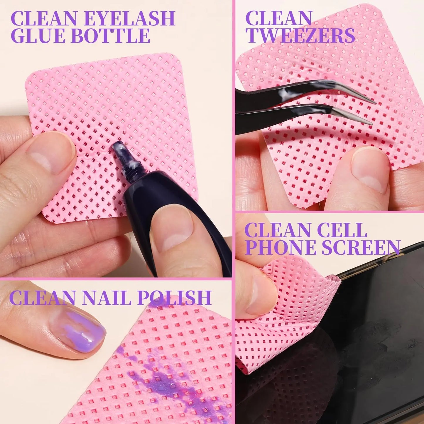 LINMANDA 200Pcs Lint Free Nail Cleaning Wipes Nail Cleaning Pads Gel