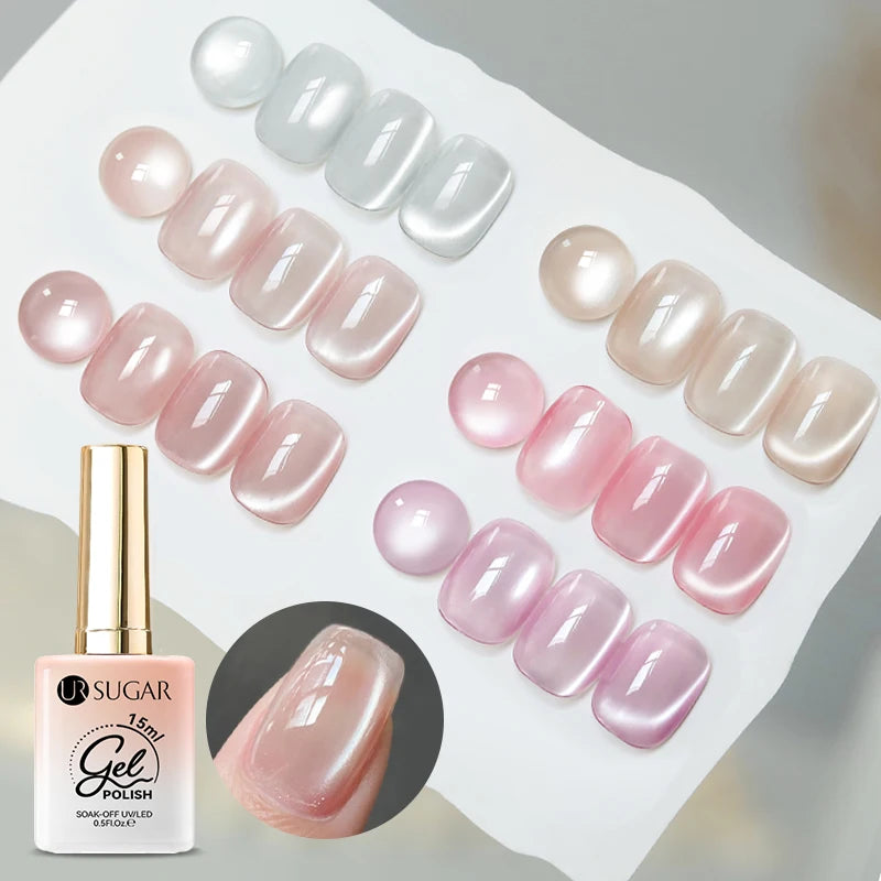 UR SUGAR 15ml Water Light Cat Magnetic Gel Nail Polish Champagne Semi
