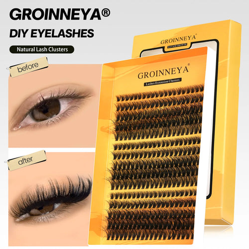 GROINNEYA Cluster Lashes DIY Eyelash Extension C Curl Long Individual