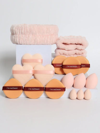 18 piece headband set. 1 hair band & 2 wrist bands & 3 make-up Sponges