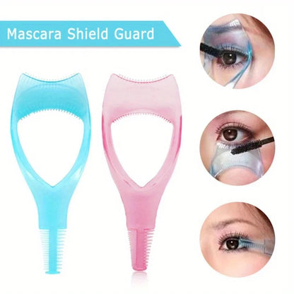 3 in 1 Mascara Applicator Template with Eyelash Curler Guard and Case,