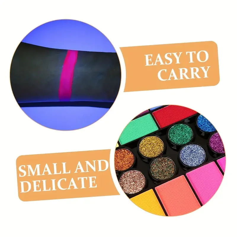 42 Colors Water Soluble Face Body Painting Set UV Neon Glitter Face