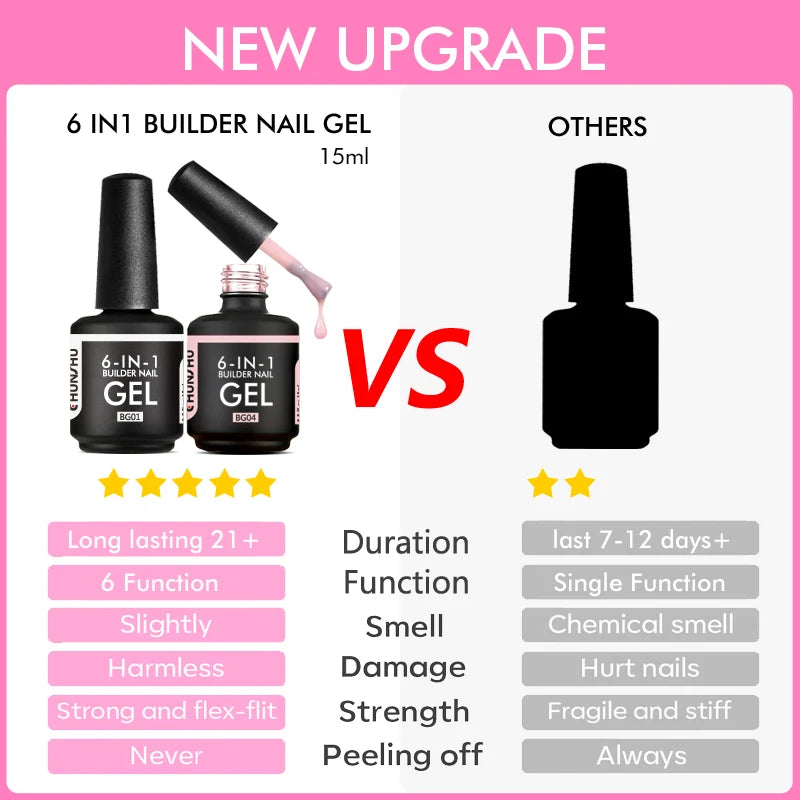CHUNSHU 6 IN 1 Extension UV Gel Polish In A bottle Builder Nail Gel