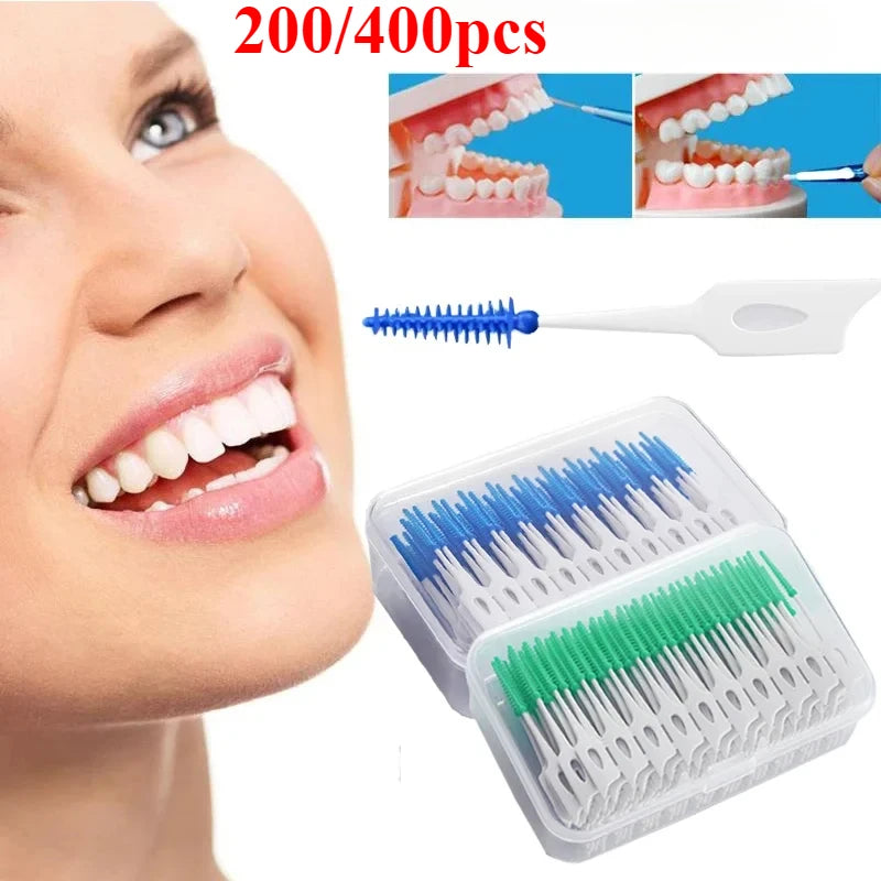 200/400pcs Interdental Silicone Brushes Dental Toothpicks Brush