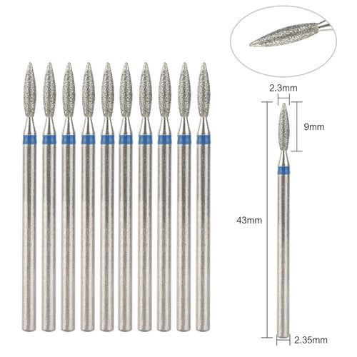 10Pcs Diamond Milling Cutter For Manicure Electric Nail Drill Bits