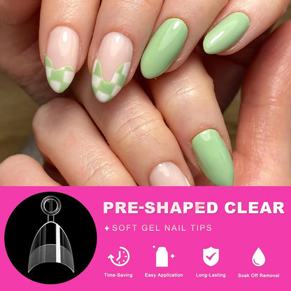 120/240 pcs Half Cover Almond Fake Nails Half Matte Pre Buff Acrylic
