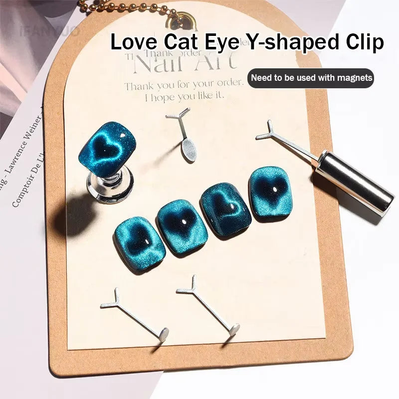 2Pcs Y-shaped Love Heart Magnetic Auxiliary Tool Cat's Eye Match with