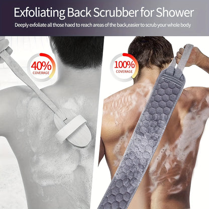 Exfoliating Body Scrubber Set - Includes Back Scrubber, Bath Glove And