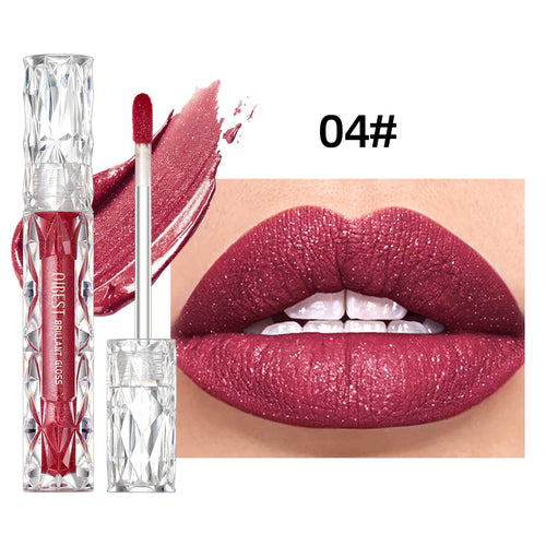 QIBEST Waterproof Diamond Shimmer Glitter Lipgloss Matte Liquid