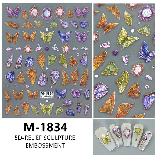 5D Nail Art Stickers Love Hearts Stars French Nail Art Design