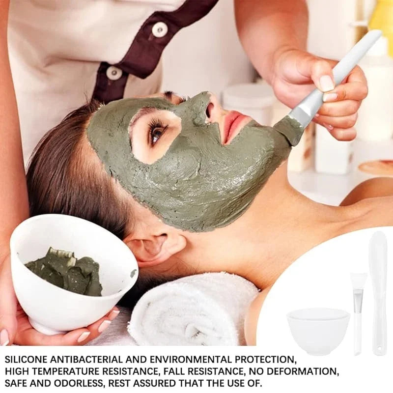 Face Mask Mixing Bowl Set Facial Skin Care Tools Kit Silicone Mask