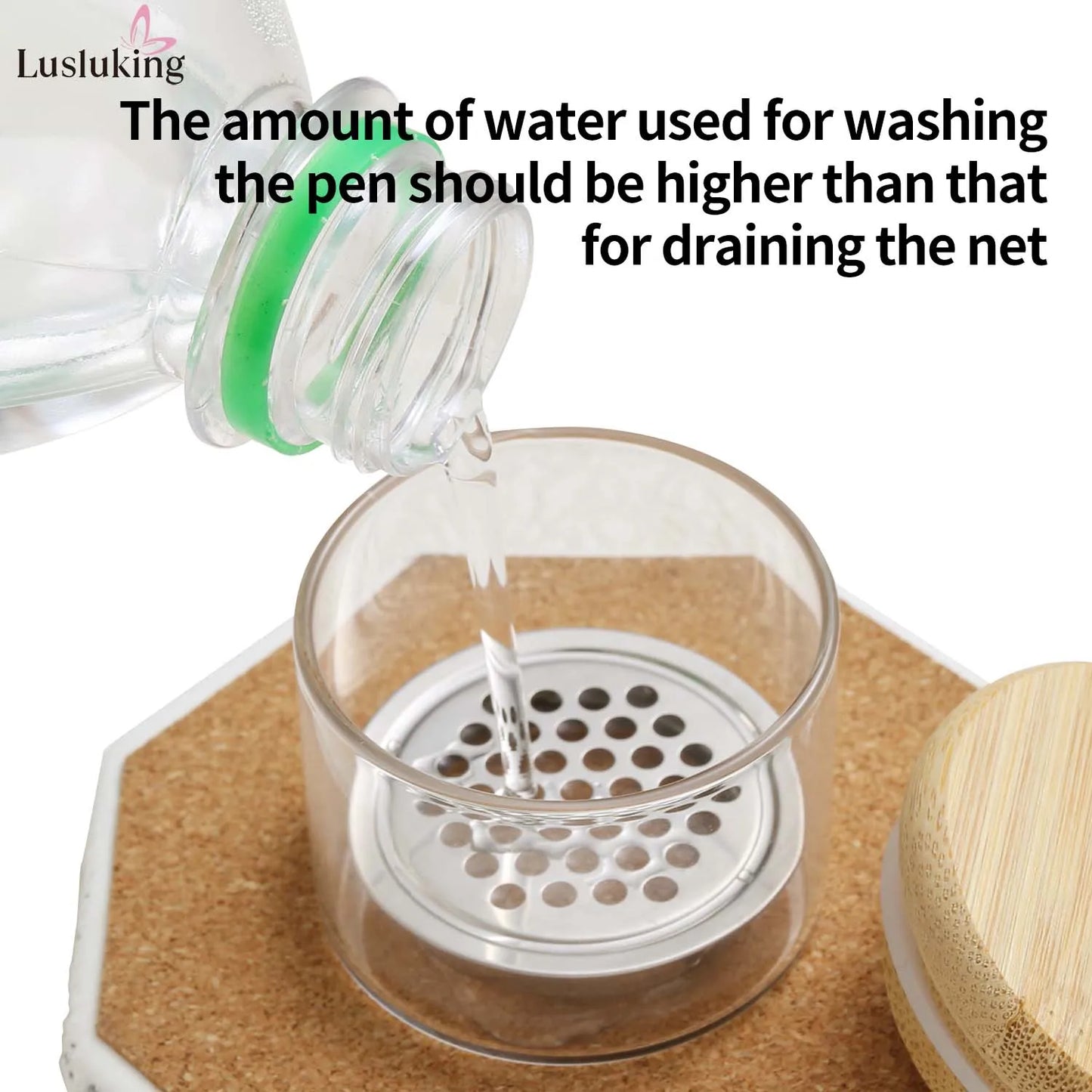 Nail Brush Cleaner Cup Wash Pen Brush Cup with Stainless Steel Mesh