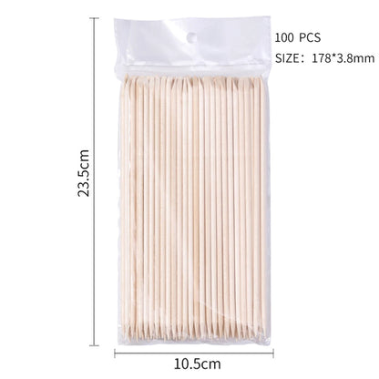 100PCS Cuticle Pusher Remover Nail Art Tools Orange Wood Sticks