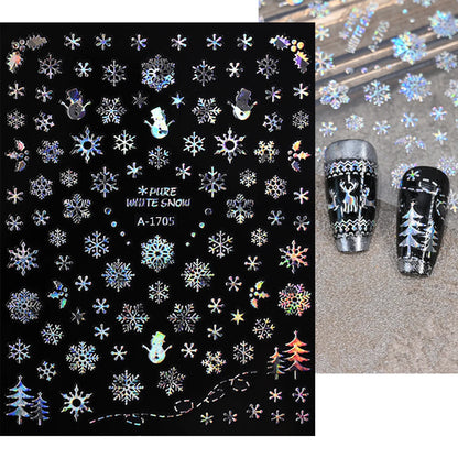 Winter Christmas Atmosphere Nail Stickers Snowman Snowflake Wapiti