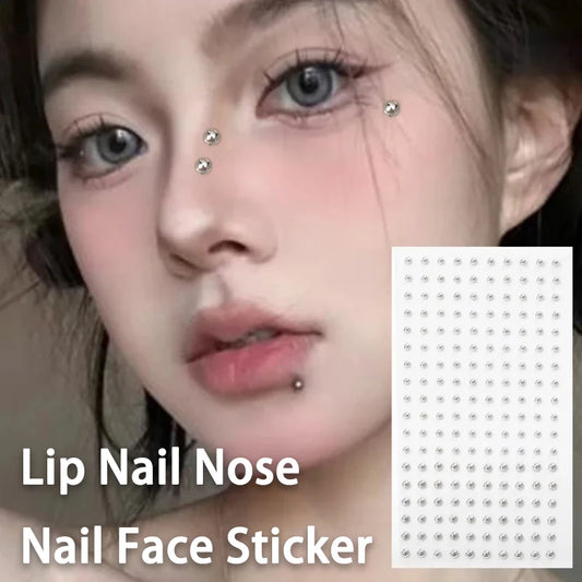 Silvery Fake Lip Eyebrow Ear Stickers Non Piercied Earring Studs Teens