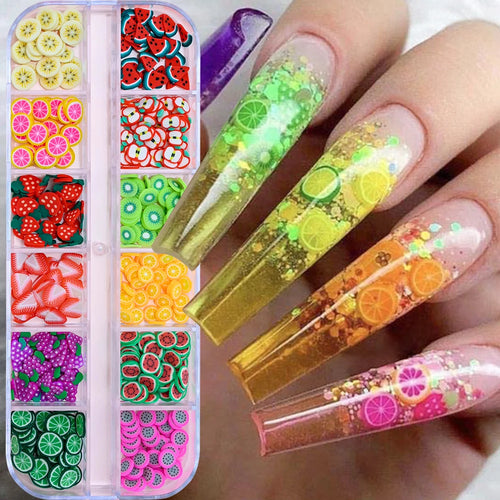 12Grids Ocean Gold Nail Art Charms Shell/Seahorse/Starfish White Half