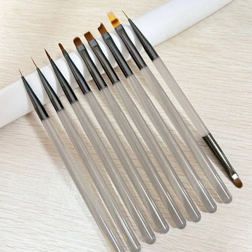 DIY Brush Nail Acrylic Drawing Brush, 9PCS UV Gel Nail Brush Eyeliner