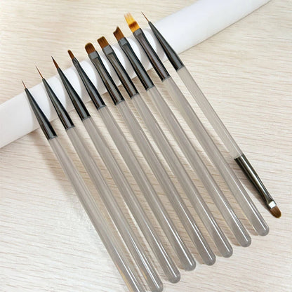 DIY Brush Nail Acrylic Drawing Brush, 9PCS UV Gel Nail Brush Eyeliner