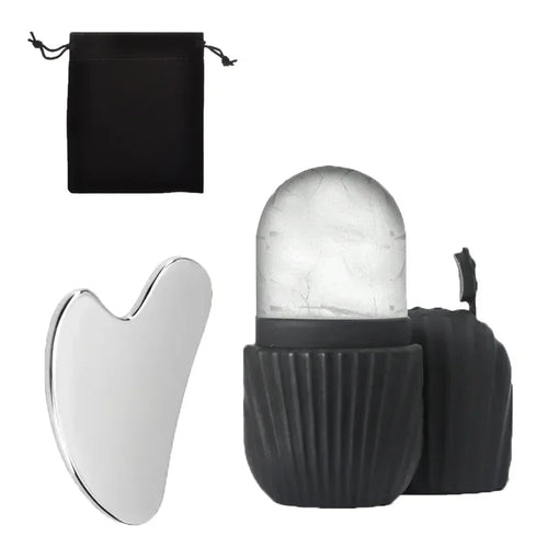 1/3PCS Ice Face Roller Stainless Steel Gua Sha Board Set Face Massage
