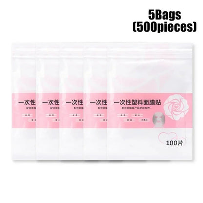 100-500pcs Disposable Plastic Film Full Face Cleaner Mask Neck