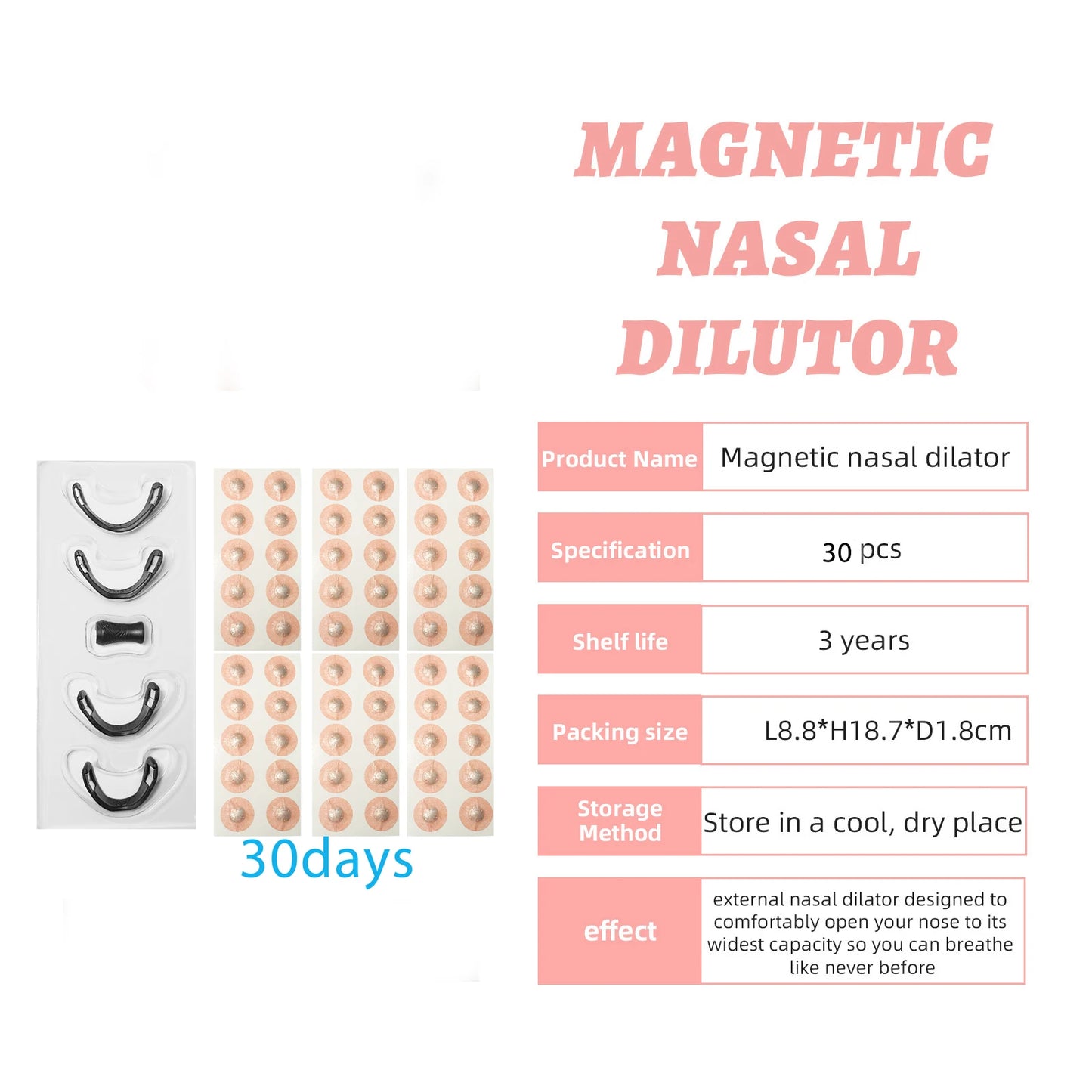 30Days/Box Anti-Snoring Magnetic Nose Clip  Skin-Safe Boost Air