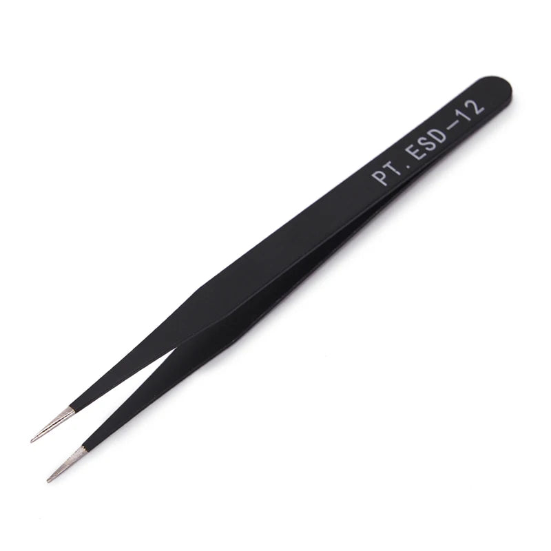 Anit-Static Tweezers, Precision Black DIY Tweezers for Nail Art and