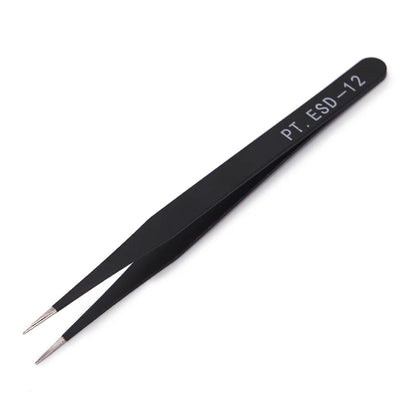 Anit-Static Tweezers, Precision Black DIY Tweezers for Nail Art and