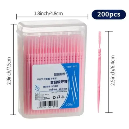 200pcs Boxed Toothpick Brush Portable Portable Plastic Toothpick