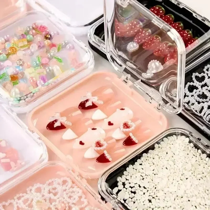 10PCS Press-On Nail Storage Acrylic Boxes with Adhesive Sheets