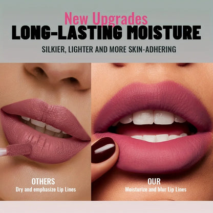 1pc Matte Velvet Lip Gloss, Highly Saturated Liquid Lip Mud, Non-Stick