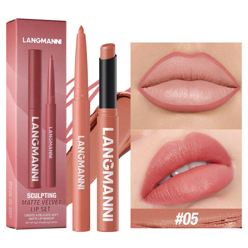Integrated waterproof lipliner+lipstick lipstick lipstick set,no