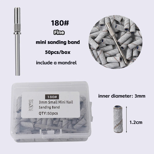 3mm Nail Sanding Bands-80/120/180/240 Grit Mini Nail Drill Bit