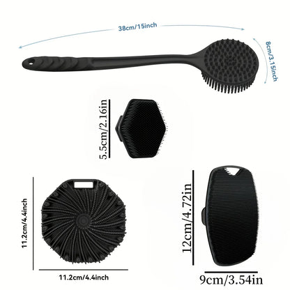 1-4-piece bath brush set Soft silicone bath brush with non-slip