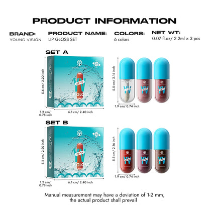 Mini Velvet Matte Lip Gloss Set, 3pc/4pcs Non-Fading, Non-Stick Cup,
