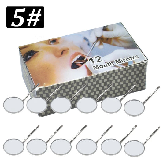12Pcs/box Dental Mouth Mirror Head Stainless Steel Cone Socket